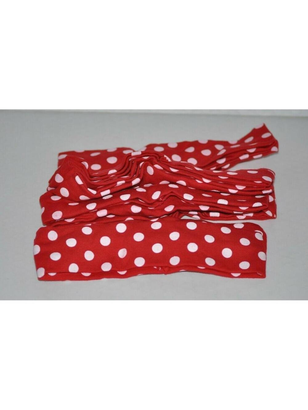 Fabric Headbands Pack of 10 Red with White Dots Stretchy